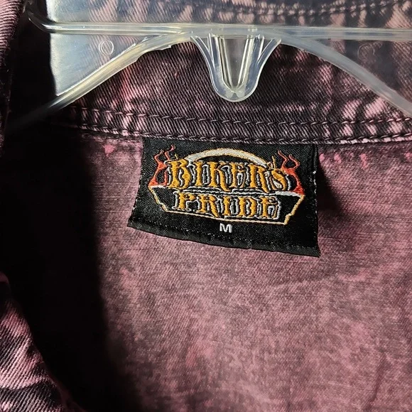 Biker's Pride | Pink-Purple Sleeveless Denim Shirt | M - Picture 2 of 3